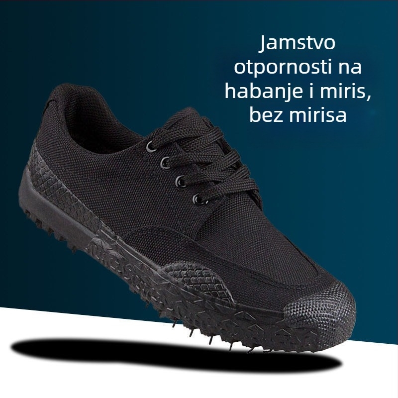 Muške radne tenisice s kamuflažnim platnom, prozračna mrežasta podstava, protuklizna i otporna na habanje vulkanizirana gumena potplat, niski gornji dio, vezanje