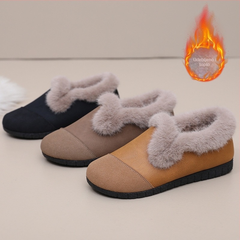Zimske cipele za trudnice, Slip-On, s fleecem u unutrašnjosti, gornji dio od sintetičke kože, okrugli vrh, protuklizna podloga