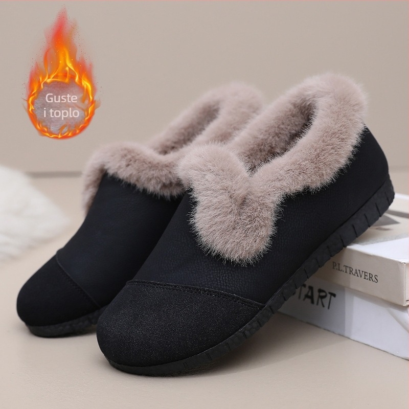 Zimske cipele za trudnice, Slip-On, s fleecem u unutrašnjosti, gornji dio od sintetičke kože, okrugli vrh, protuklizna podloga