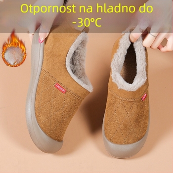 Ženske vodootporne slip-on čizme od nubuka za zimu, s fleece unutarnjom podstavom, nizak profil