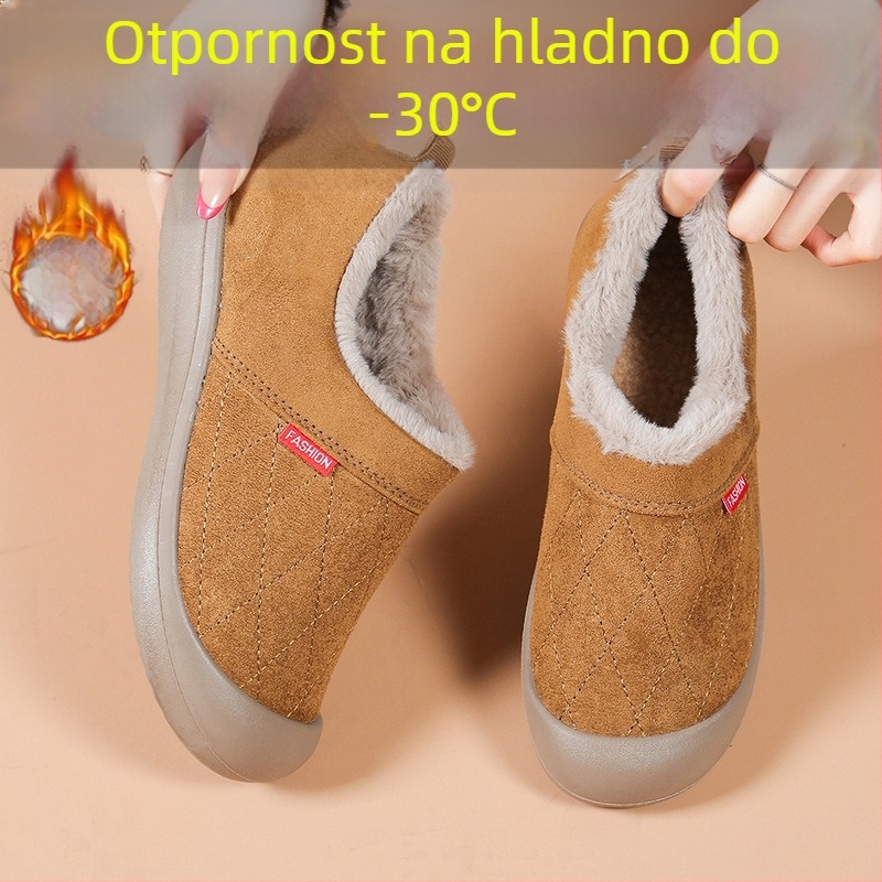 Ženske vodootporne slip-on čizme od nubuka za zimu, s fleece unutarnjom podstavom, nizak profil