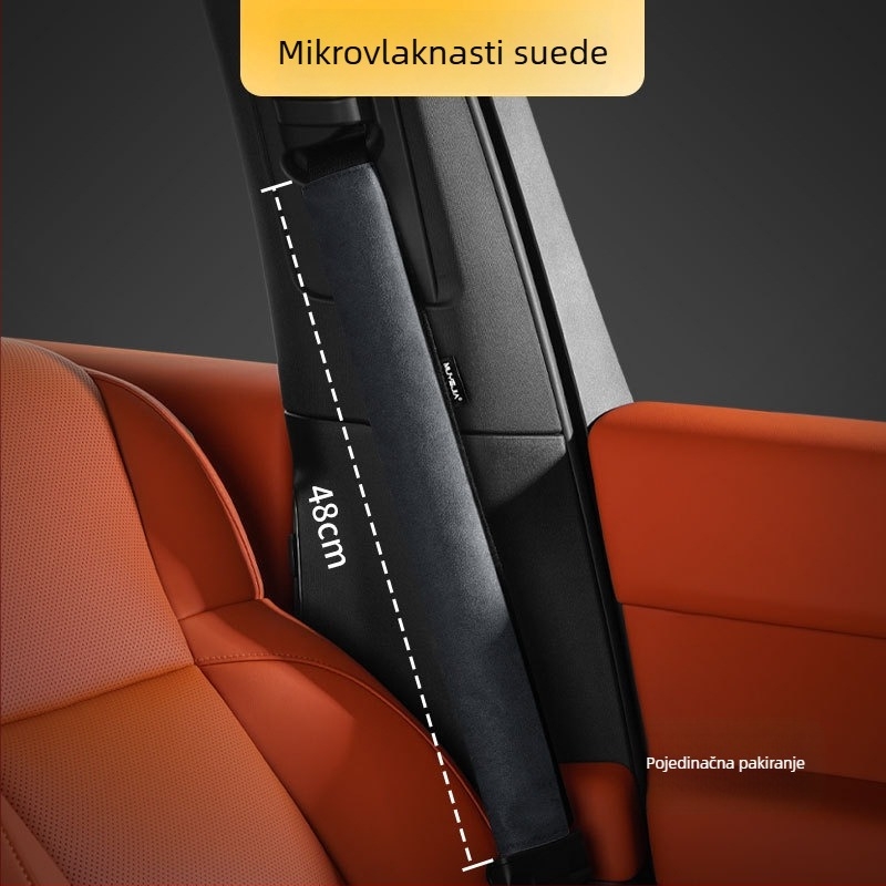 Navlaka za rameni sigurnosni pojas automobila – velur/suede, univerzalna prilagodba za sva godišnja doba, ispis logotipa, mogućnost prilagodbe.