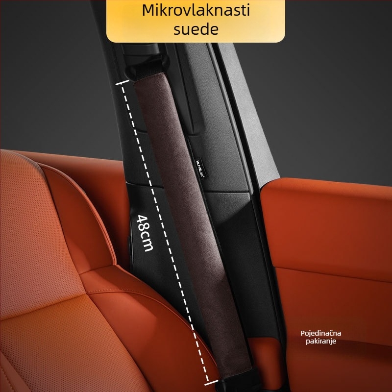 Navlaka za rameni sigurnosni pojas automobila – velur/suede, univerzalna prilagodba za sva godišnja doba, ispis logotipa, mogućnost prilagodbe.