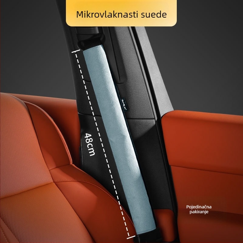 Navlaka za rameni sigurnosni pojas automobila – velur/suede, univerzalna prilagodba za sva godišnja doba, ispis logotipa, mogućnost prilagodbe.