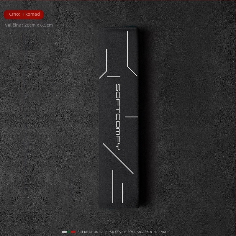 Navlaka za rameni sigurnosni pojas automobila – velur/suede, univerzalna prilagodba za sva godišnja doba, ispis logotipa, mogućnost prilagodbe.