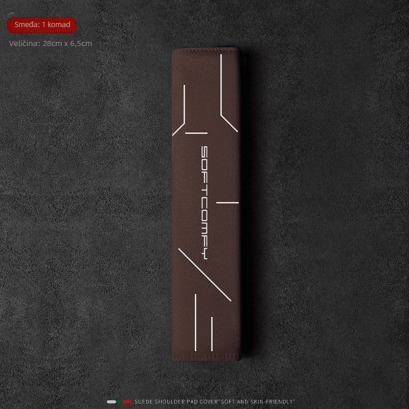 Navlaka za rameni sigurnosni pojas automobila – velur/suede, univerzalna prilagodba za sva godišnja doba, ispis logotipa, mogućnost prilagodbe.
