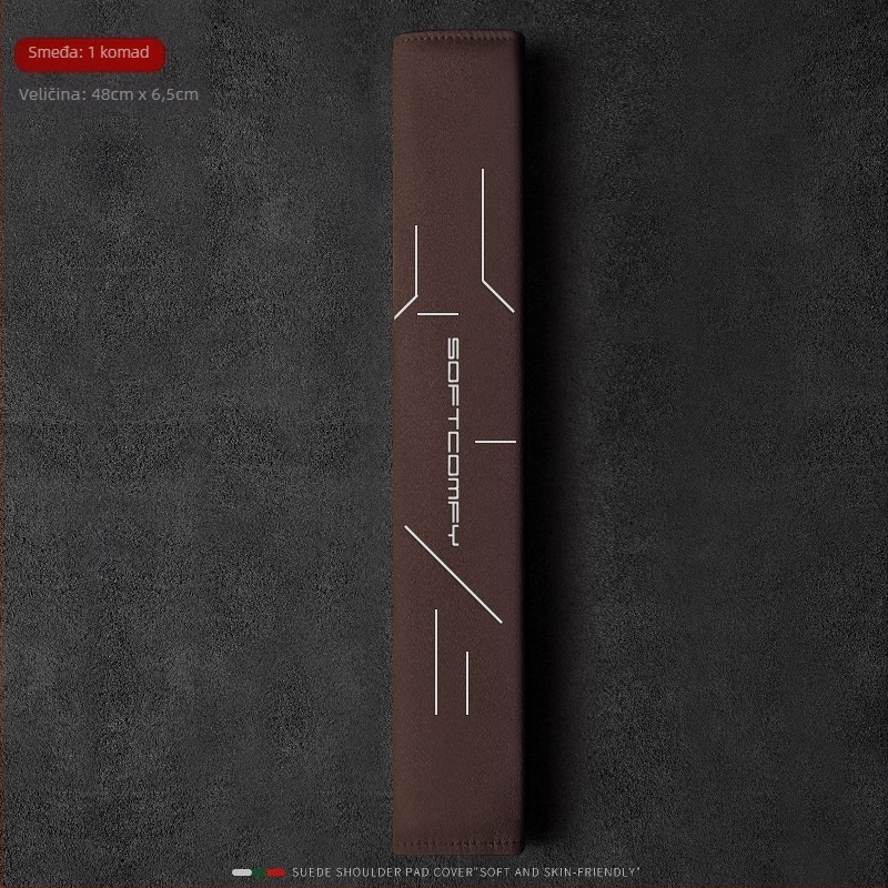 Navlaka za rameni sigurnosni pojas automobila – velur/suede, univerzalna prilagodba za sva godišnja doba, ispis logotipa, mogućnost prilagodbe.