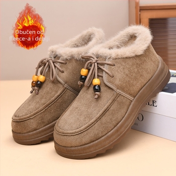 Ženske Birkenstock pliš papuče od pamuka, Zima 2025, slip-on, gornji dio od suedea, unutarnja prevlaka od umjetnog kratkog pliša, debela potplat