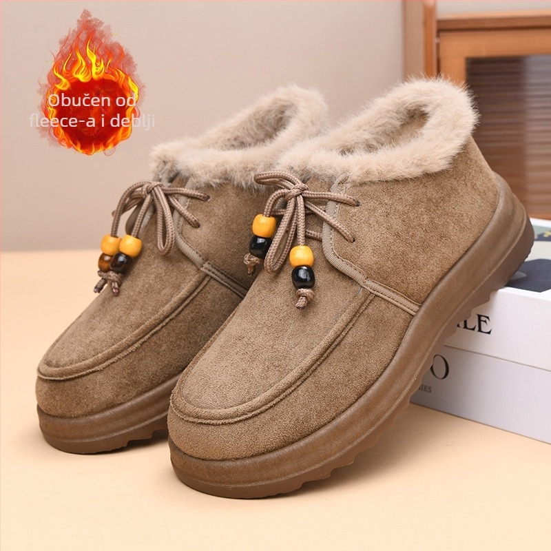 Ženske Birkenstock pliš papuče od pamuka, Zima 2025, slip-on, gornji dio od suedea, unutarnja prevlaka od umjetnog kratkog pliša, debela potplat