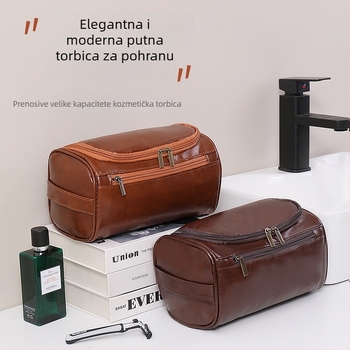 Torba za kozmetiku s kukom za vješanje – PU koža, velika zapremina, vodootporna, podstava od poliestera