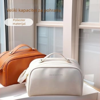 Kozmetička torbica velike kapacitete, dvostruki zatvarač, višeslojno skladištenje, vodootporna, odjeljak za suho i mokro za svakodnevnu upotrebu