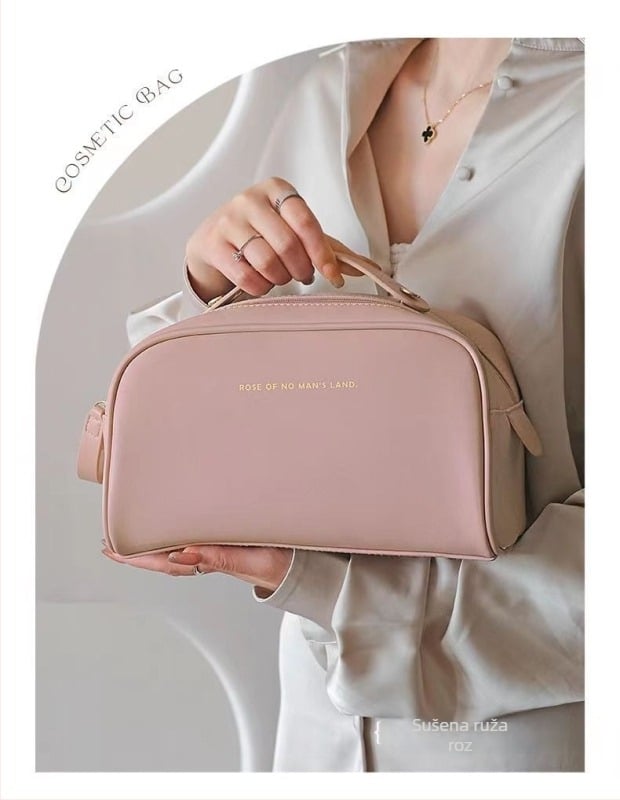 Kozmetička torbica velike kapacitete, dvostruki zatvarač, višeslojno skladištenje, vodootporna, odjeljak za suho i mokro za svakodnevnu upotrebu
