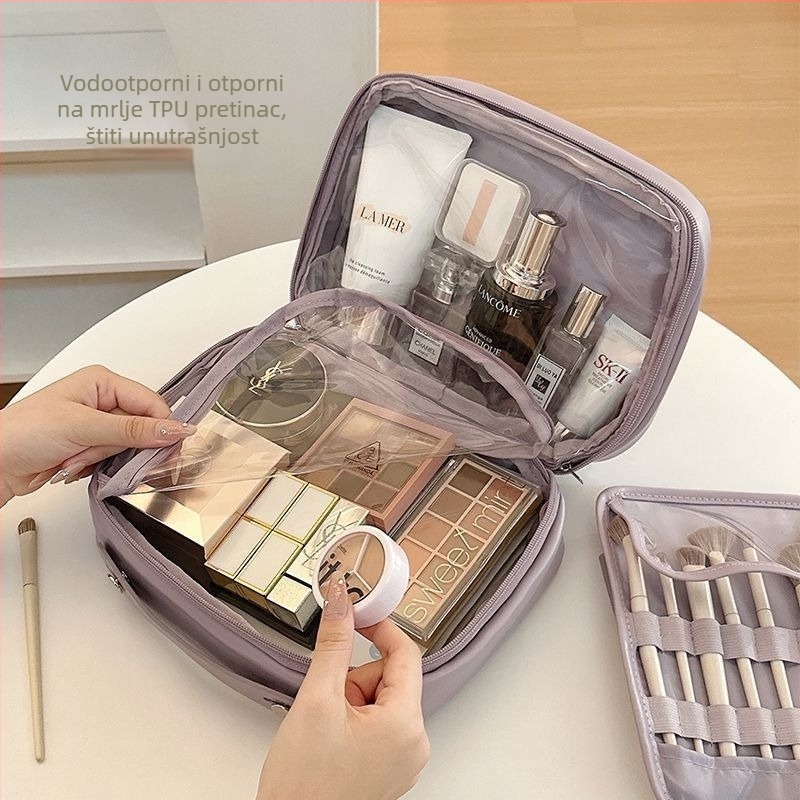 Ženska vodootporna kozmetička torbica s pregradama, velika kapaciteta, prijenosni putni organizator za kozmetiku