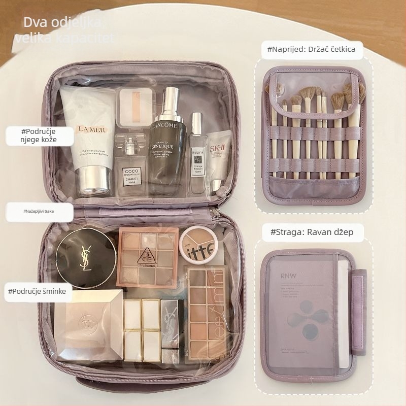 Ženska vodootporna kozmetička torbica s pregradama, velika kapaciteta, prijenosni putni organizator za kozmetiku