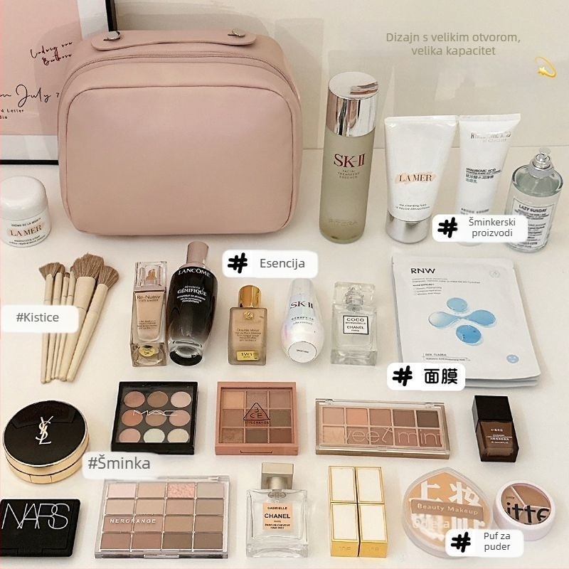 Ženska vodootporna kozmetička torbica s pregradama, velika kapaciteta, prijenosni putni organizator za kozmetiku