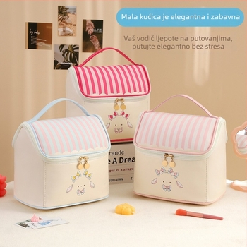 Kozmetička torbica kubičnog oblika, PU materijala, vodootporna i proširiva za pohranu kozmetike