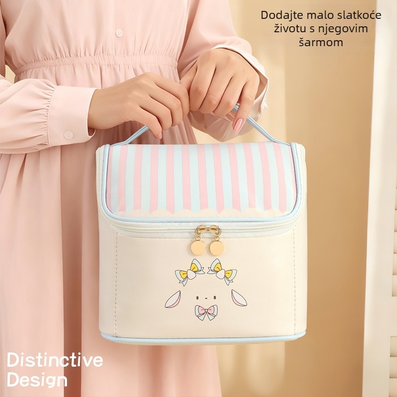 Kozmetička torbica kubičnog oblika, PU materijala, vodootporna i proširiva za pohranu kozmetike