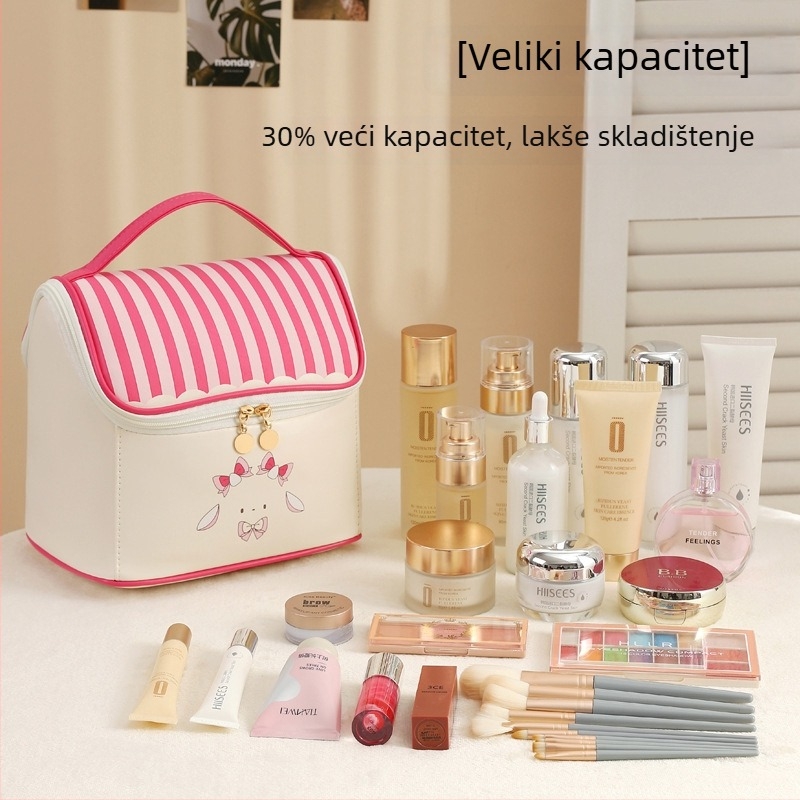 Kozmetička torbica kubičnog oblika, PU materijala, vodootporna i proširiva za pohranu kozmetike