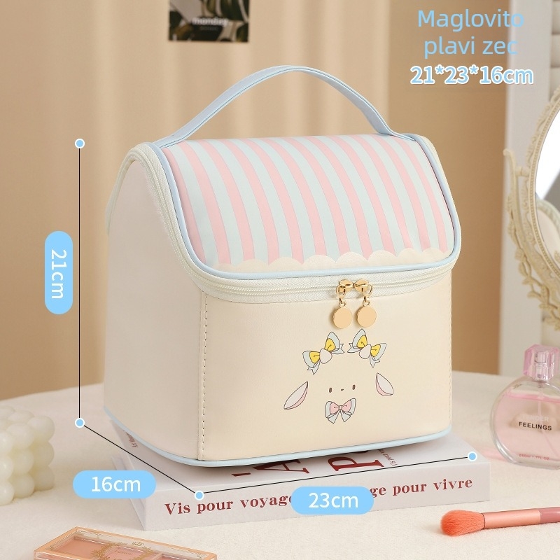 Kozmetička torbica kubičnog oblika, PU materijala, vodootporna i proširiva za pohranu kozmetike