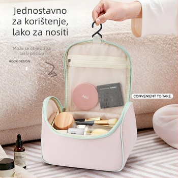 Putna kozmetička torbica s pregradama, velika kapaciteta, zatvaranje na zip, poliester