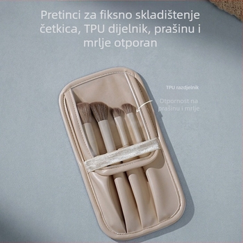 Kozmetička torba za šminku i četkice, koža, kontrastni dizajn, zatvarač, višenamjenska i prenosna