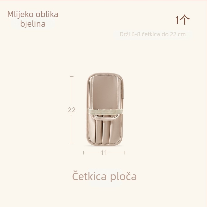 Kozmetička torba za šminku i četkice, koža, kontrastni dizajn, zatvarač, višenamjenska i prenosna