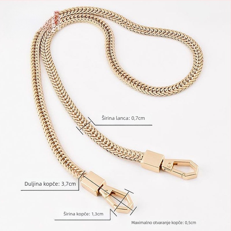 PU kaiš za torbu s plosatim lancem u obliku zmijske kosti, za crossbody ili nošenje preko ramena — zamjenski remen za torbu