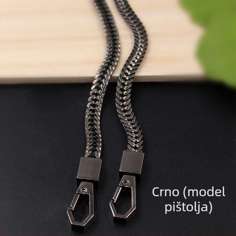 PU kaiš za torbu s plosatim lancem u obliku zmijske kosti, za crossbody ili nošenje preko ramena — zamjenski remen za torbu