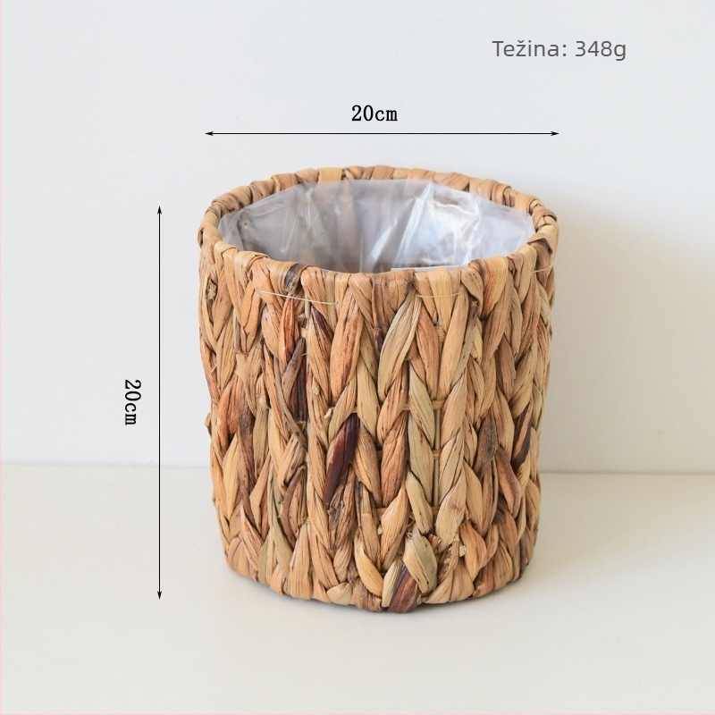 Pleteni koš za cvijeće od slame — ručna izrada, pletenje, viseći ukras (Material: Straw; Craft: Handmade; Process: Weave; Category: Flowerpot; Hanging form: Ornaments)