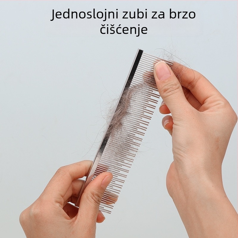 Yingte Četka za njegu kućnih ljubimaca - metalna, dvostruki zubi, dugi i kratki zubi, uklanjanje dlaka, za srednje velikog psa