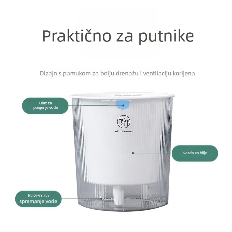 Saksija za cvijeće od prozirne plastične smole, samozalijevajuća, za pod, injekcijsko oblikovana