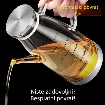 Posuda za ulje sa kljunom orla, otporna na prolijevanje, velika zapremina, termički otporno staklo, automatsko otvaranje i zatvaranje poklopca