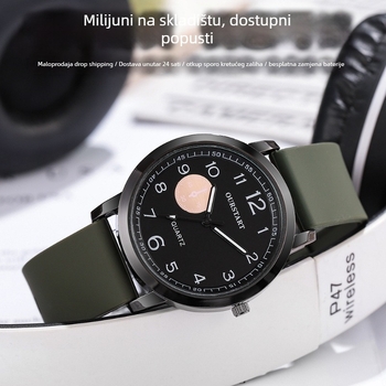 Kvarcni sat sa silikon remenom, kvadratni brojčanik 40 mm, kućište od cinkovog legura, model GJ080