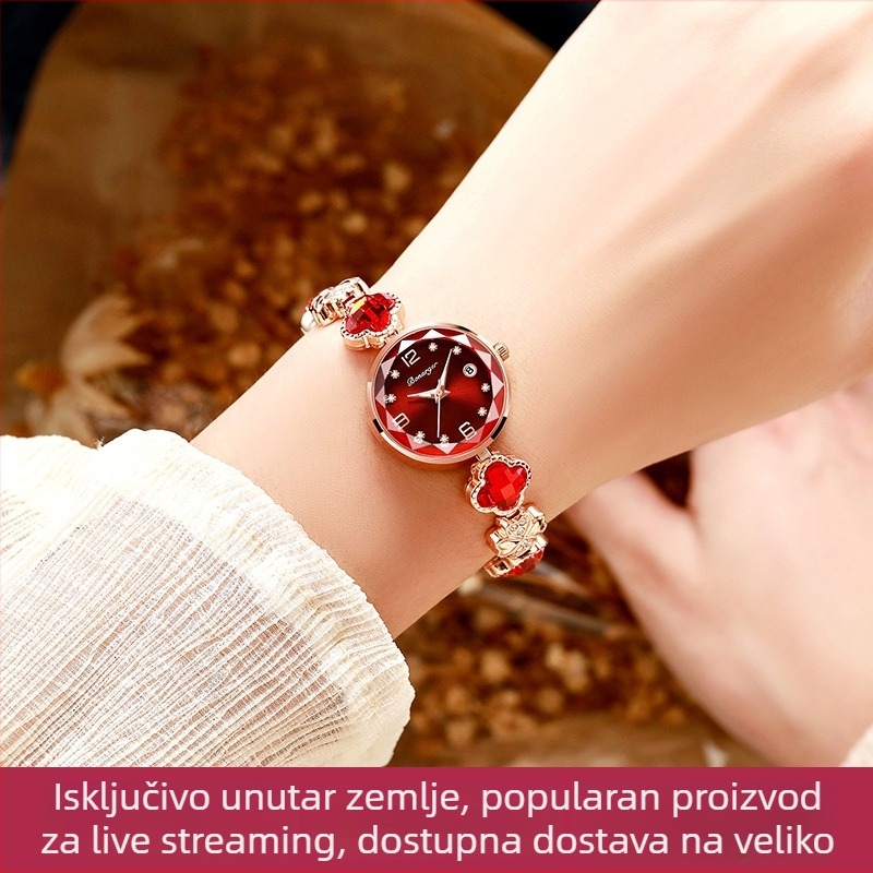 Ženski kvarcni sat s luminescencijom i kalendarom, okruglo kućište od legure, vodootporan do 30 m