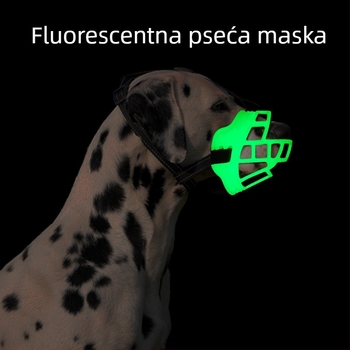 Plastična pseća maska s fluorescirajućom zaštitom za noćnu upotrebu, prilagodljiva, sprječava ugrize, lizanje i jedenje.