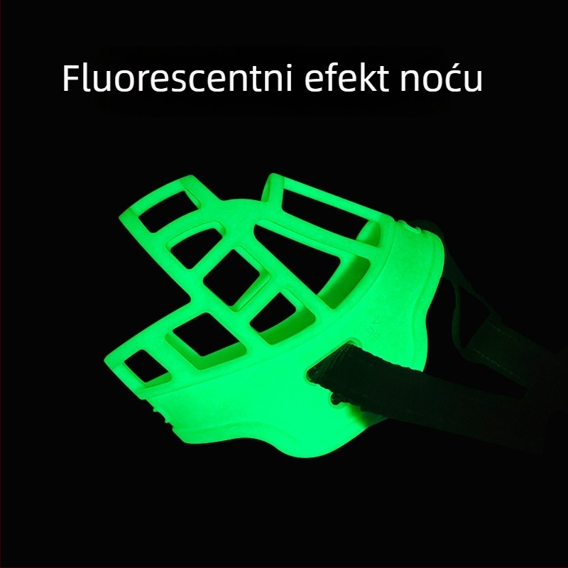 Plastična pseća maska s fluorescirajućom zaštitom za noćnu upotrebu, prilagodljiva, sprječava ugrize, lizanje i jedenje.
