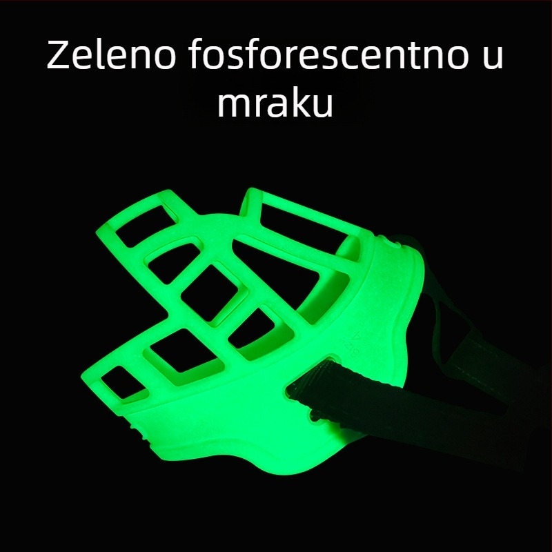 Plastična pseća maska s fluorescirajućom zaštitom za noćnu upotrebu, prilagodljiva, sprječava ugrize, lizanje i jedenje.