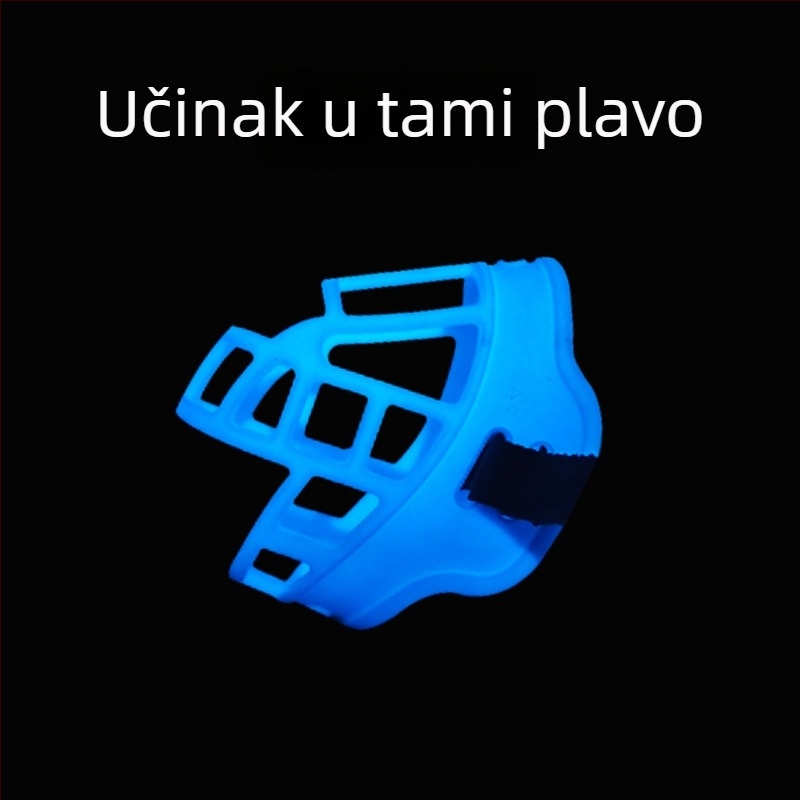 Plastična pseća maska s fluorescirajućom zaštitom za noćnu upotrebu, prilagodljiva, sprječava ugrize, lizanje i jedenje.