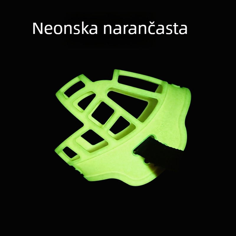 Plastična pseća maska s fluorescirajućom zaštitom za noćnu upotrebu, prilagodljiva, sprječava ugrize, lizanje i jedenje.