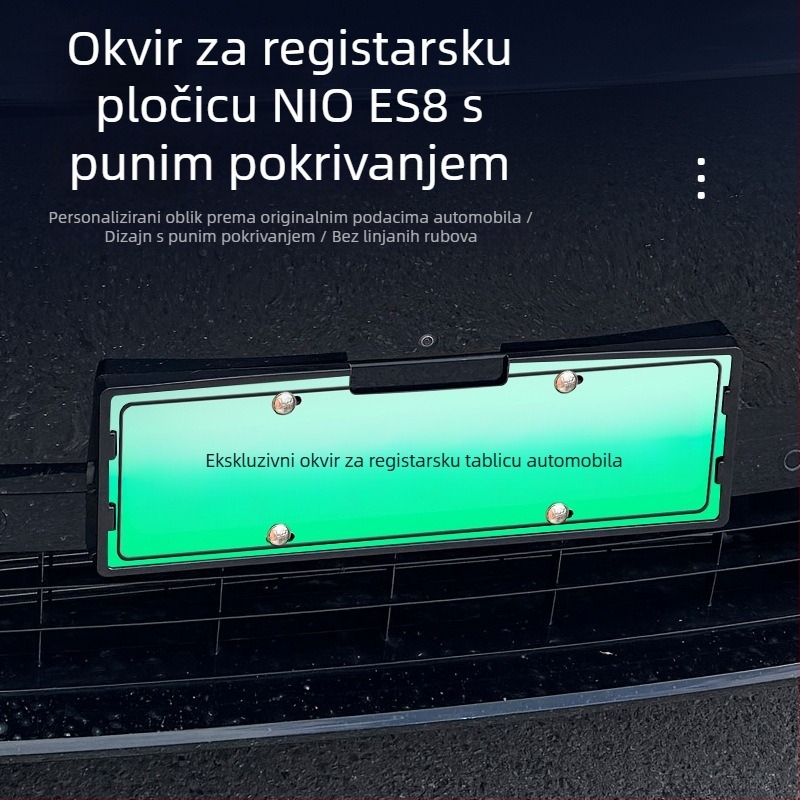 Okvir registarske oznake za Nio ES8 — plastični, električno vozilo, zaštita registarske oznake