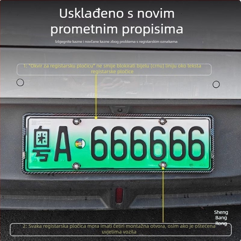 Okvir za registarsku pločicu - rubni okvir, od plastike i čelika, univerzalni model