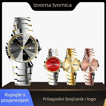 TAISIGE Sat od volframskog čelika s dvostrukim kalendarom i leptir kopčom – kvarcni mehanizam (Japan), brojčanik 36 mm, debljina 10 mm, vodootpornost 30 m