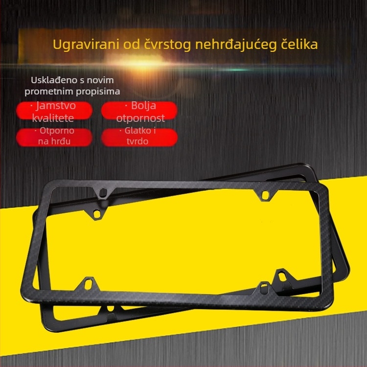 Shia okvir za registarsku pločicu od nehrđajućega čelika, četiri otvora, imitacija karbonskih vlakana, model 02, za putničke automobile