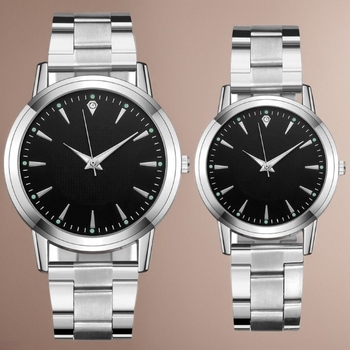 Sat za parove s kvarcnim mehanizmom Seagull SL68, svijetleći brojčanik, čelični kaiš, okruglo kućište