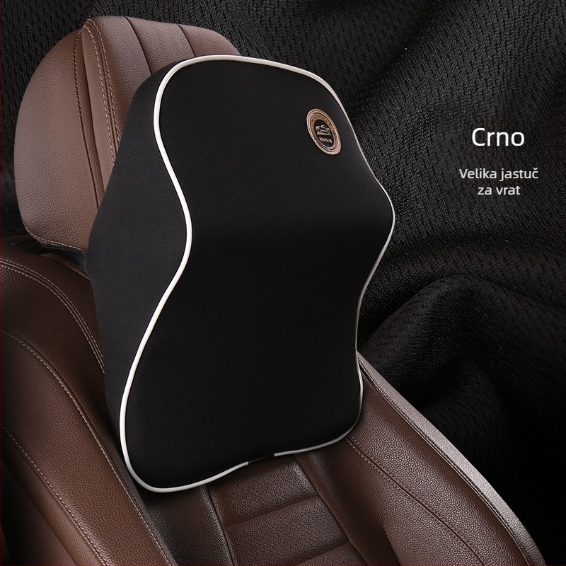 Automobilski podglavnik od memorijske pjene s podrškom za vrat i lumbalnu podršku; unutarnje punjenje bambusovog ugljena memorijske pjene; vanjski materijal poliester; prilagodljivo