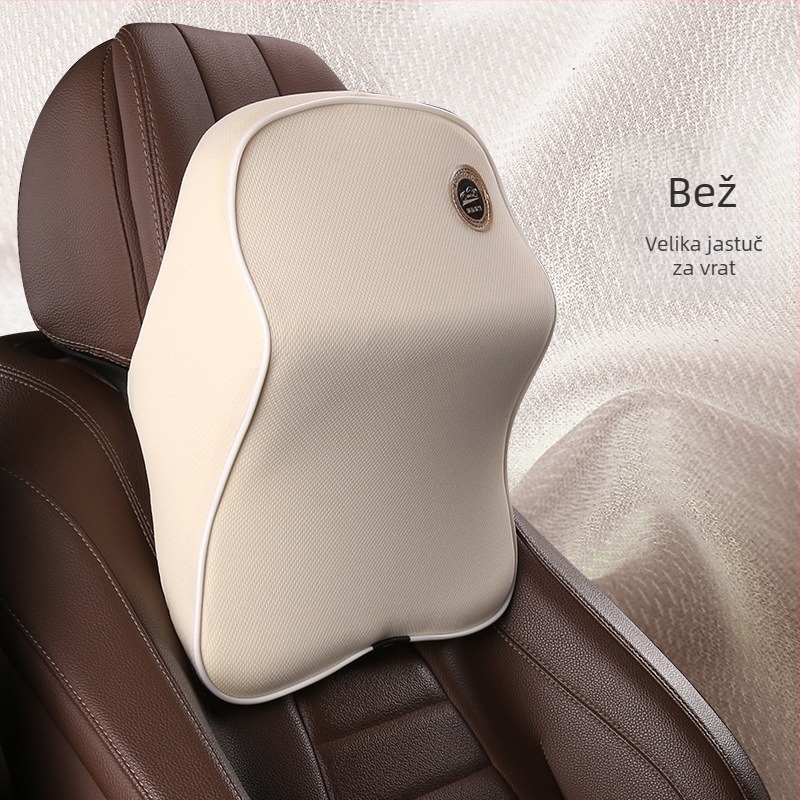 Automobilski podglavnik od memorijske pjene s podrškom za vrat i lumbalnu podršku; unutarnje punjenje bambusovog ugljena memorijske pjene; vanjski materijal poliester; prilagodljivo