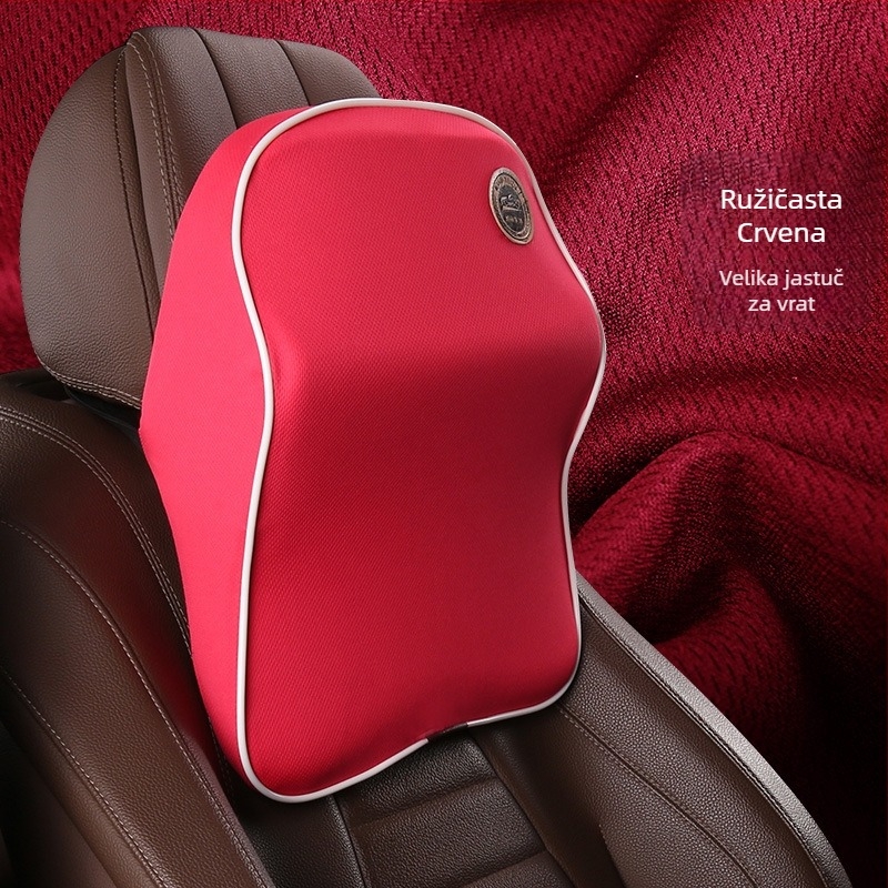 Automobilski podglavnik od memorijske pjene s podrškom za vrat i lumbalnu podršku; unutarnje punjenje bambusovog ugljena memorijske pjene; vanjski materijal poliester; prilagodljivo