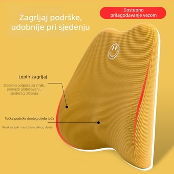 Jastučnica za lumbalnu podršku uredske stolice, Memory Cotton punjenje, prugasti uzorak, izšivani dizajn, navlaka od poliestera-elastana