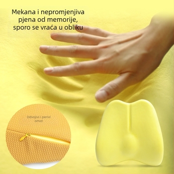 Jastučnica za lumbalnu podršku uredske stolice, Memory Cotton punjenje, prugasti uzorak, izšivani dizajn, navlaka od poliestera-elastana
