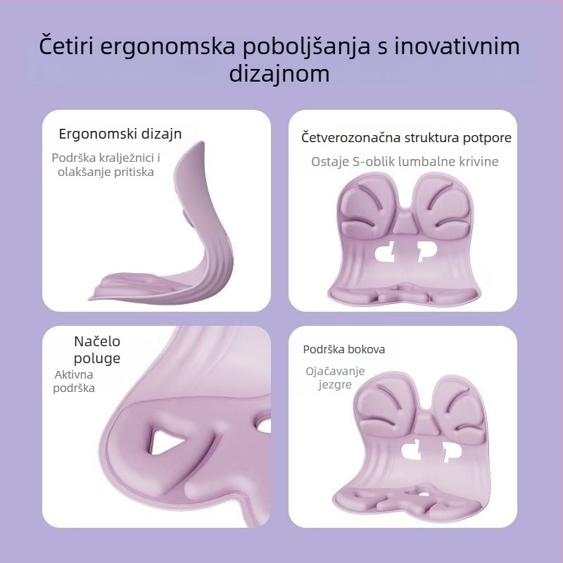 Jastuk za sjedenje s memorijskom pjenom – ergonomska podrška struka i kukova za kancelariju, dugotrajno sjedenje, korekcija držanja